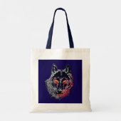Schwarzer Wolf mit roten Augen Tote Bag (Achterkant)
