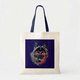 Schwarzer Wolf mit roten Augen Tote Bag
