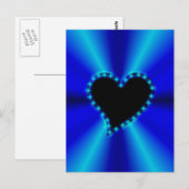 schwarzes Herz mit Sternchen auf blau Regenbogen Briefkaart (Voorkant / Achterkant)
