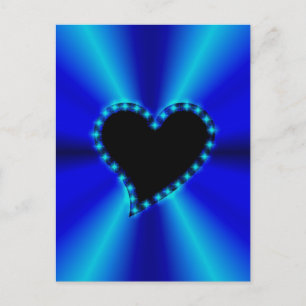 schwarzes Herz mit Sternchen auf blau Regenbogen Briefkaart