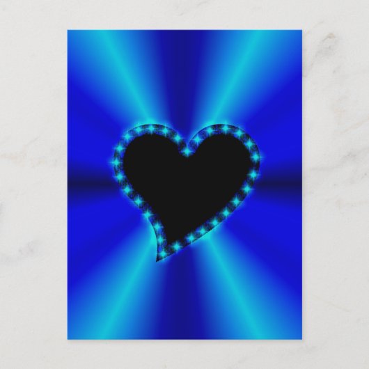 schwarzes Herz mit Sternchen auf blau Regenbogen Briefkaart (Voorkant)