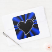 schwarzes Herz mit Sternchen auf blau - schwarz Vierkante Sticker (Envelop)