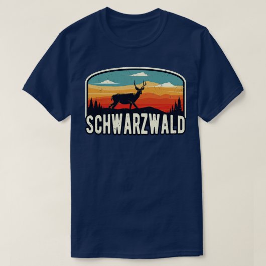 Schwarzwald Wild Hirsch Retro Schwaben T-shirt (Design voorkant)