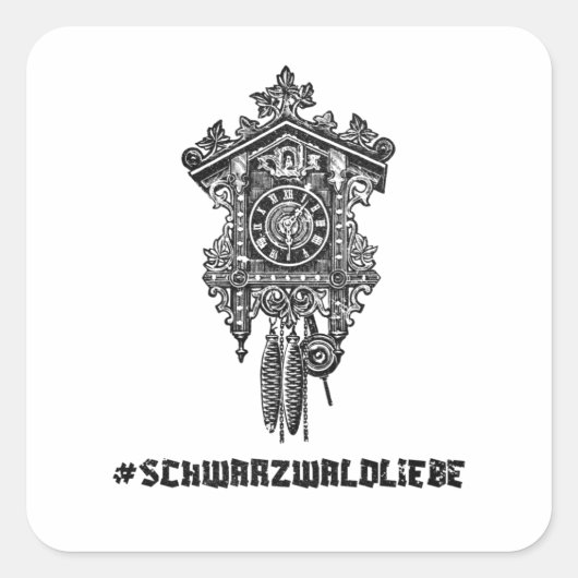 Schwarzwaldliebe Schwäbisch Heimat Kuckucksuhr Vierkante Sticker (Voorkant)