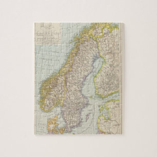 Schweden, Norwegen - Kaart Zweden en Noorwegen Legpuzzel