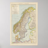 Schweden, Norwegen - Kaart Zweden en Noorwegen Poster (Voorkant)