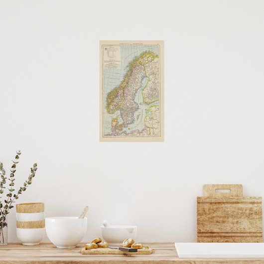 Schweden, Norwegen - Kaart Zweden en Noorwegen Poster (Keuken)