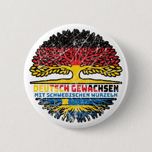 Schweden Schwedisch Deutschland Baum Ronde Button 5,7 Cm