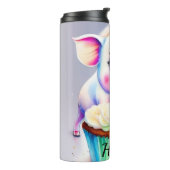 Schwein mit cupcake Wasserfarbenbild Thermosbeker (Gedraaid links)