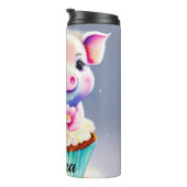 Schwein mit cupcake Wasserfarbenbild Thermosbeker (Geroteerd rechts)