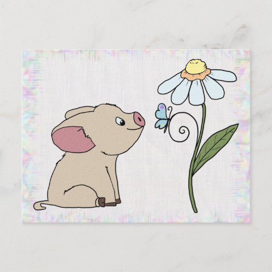 Schweinchen mit Blume Briefkaart (Voorkant)