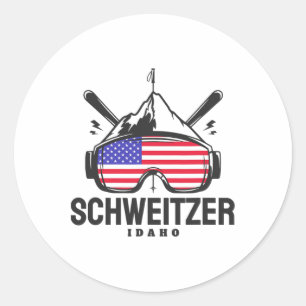 Schweitzer Idaho Usa Ski Retro Skien Ronde Sticker