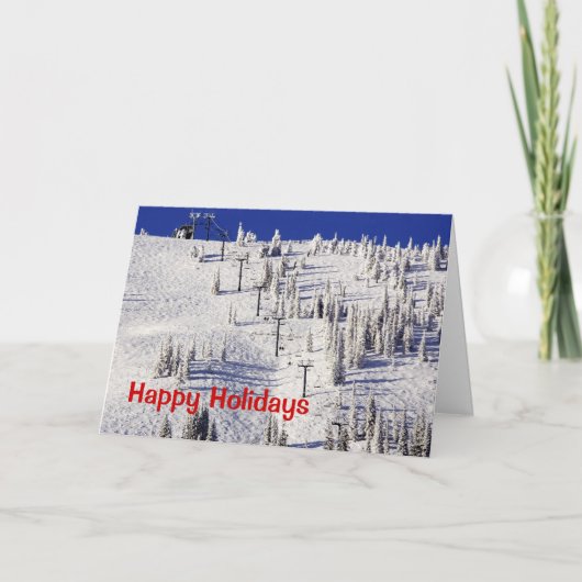 Schweitzer Mountain Ski stoeltjeslift, Kerstmis Feestdagen Kaart (Voorkant)