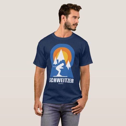 Schweitzer Mountain Ski Sunset Retro T-shirt (Voorkant volledig)