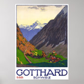 "Schweiz: 1914 - Gotthard Linie SBB Reise Werbe Poster (Voorkant)