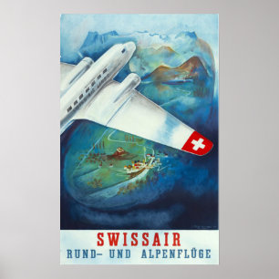 "Schweiz: 1937 - SWISSAIR Rund- und Alpenflüge Poster