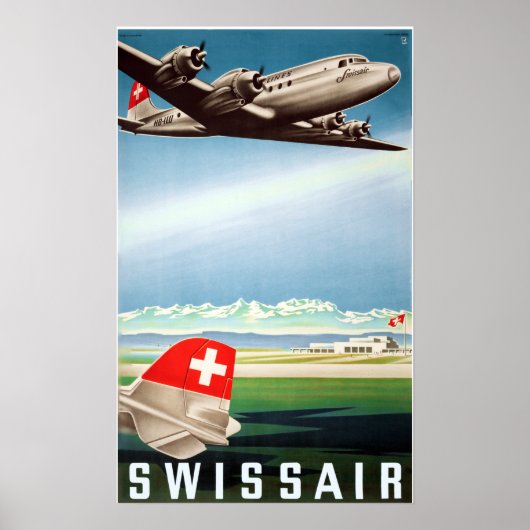 "Schweiz: 1948 - SWISSAIR Werbe Reise ... Poster (Voorkant)