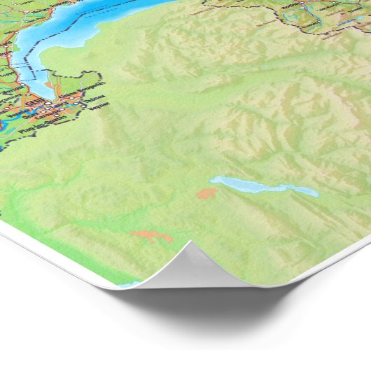 " Schweiz: 2018/heute - Detaillierte Straßenkarte  Poster (Hoek)