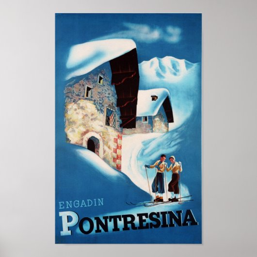 "Schweiz: 2022/heute Engadin - Pontresina Winter Poster (Voorkant)