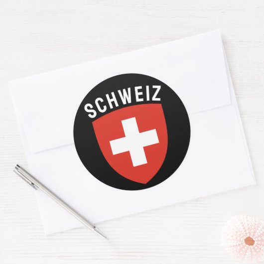 Schweiz (Duitstalig Zwitserland) Ronde Sticker (Envelop)