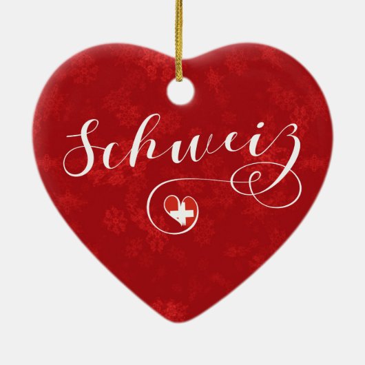 Schweiz Heart, Ornament met kerstbomen, Zwitserlan (Achterkant)