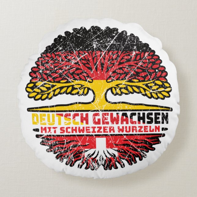 Schweiz Schweizer Deutsch Deutschland Baum Wurzel Rond Kussen (Voorkant)