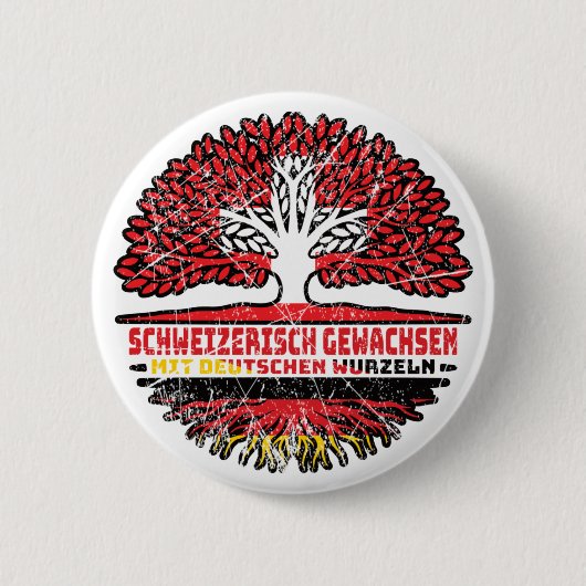 Schweiz Schweizer Deutsch Deutschland Baum Wurzel Ronde Button 5,7 Cm (Voorkant)