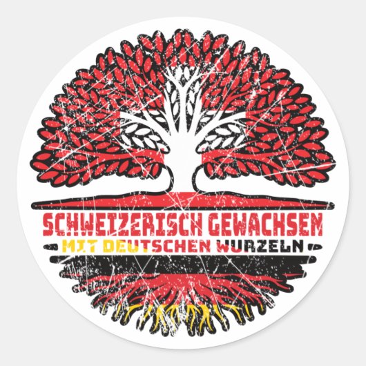 Schweiz Schweizer Deutsch Deutschland Baum Wurzel Ronde Sticker (Voorkant)