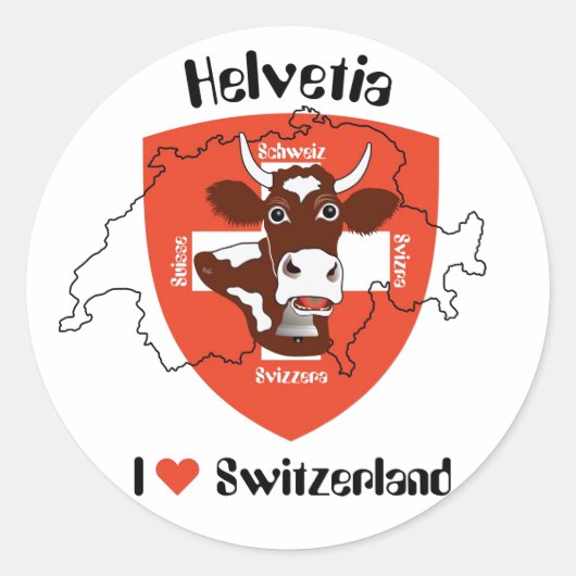 Schweiz  Suisse  Svizzera  Svizra Aufkleber Ronde Sticker (Voorkant)