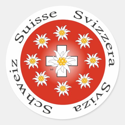Schweiz  Suisse  Svizzera  Svizra Aufkleber Ronde Sticker (Voorkant)