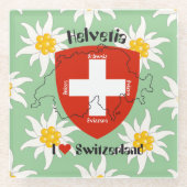 Schweiz Suisse Svizzera Svizra Switzerland Glazen Onderzetter (Voorkant)