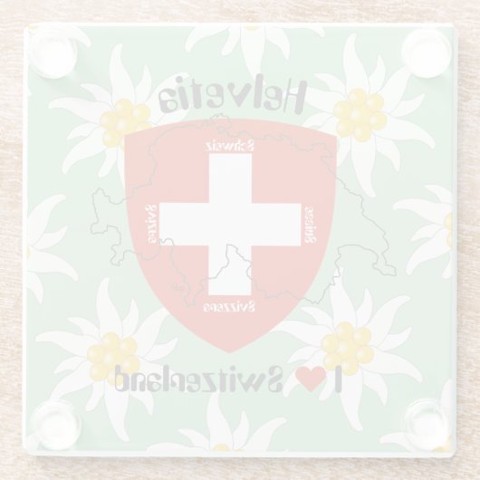 Schweiz Suisse Svizzera Svizra Switzerland Glazen Onderzetter (Achterkant)