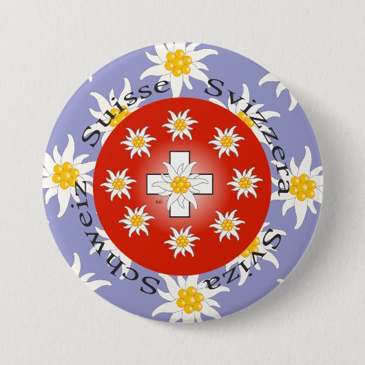 Schweiz Suisse Svizzera Svizra Zwitserland Ronde Button 7,6 Cm (Voorkant)