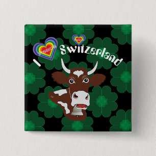 Schweiz Suisse Svizzera Svizra Zwitserland Vierkante Button 5,1 Cm