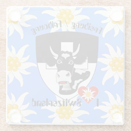 Schweiz Suisse Untersetzer Freiburg Fribourg Glazen Onderzetter (Achterkant)