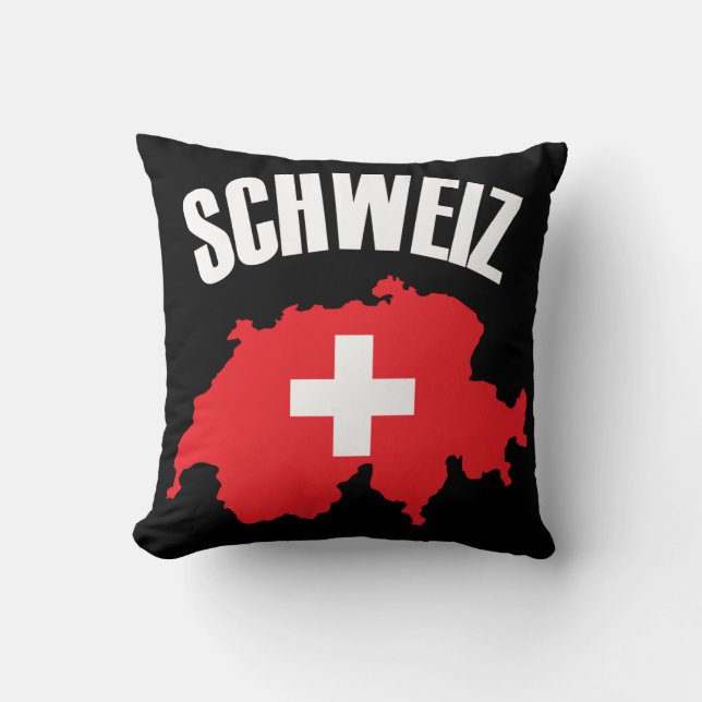 Schweiz Zwitserland Map Flag Kussen (Voorkant)