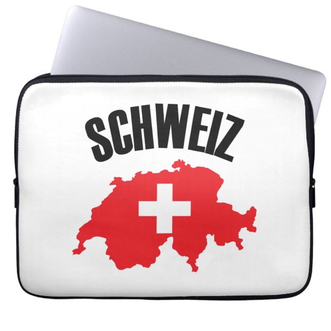 Schweiz Zwitserland Map Flag Laptop Sleeve (Voorkant)