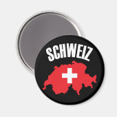 Schweiz Zwitserland Map Flag Magneet (Voorkant / Achterkant)