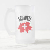 Schweiz Zwitserland Map Flag Matglas Bierpul (Links)