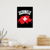 Schweiz Zwitserland Map Flag Poster (Keuken)