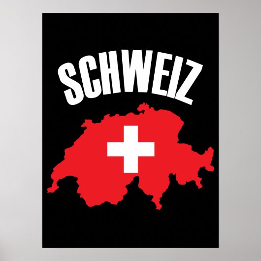 Schweiz Zwitserland Map Flag Poster (Voorkant)