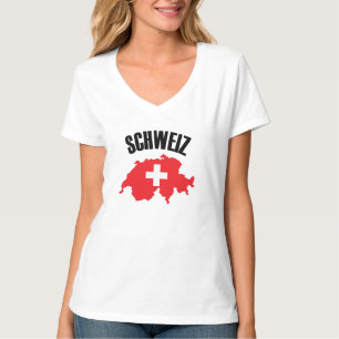 Schweiz Zwitserland Map Flag T-shirt