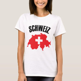 Schweiz Zwitserland Map Flag T-shirt