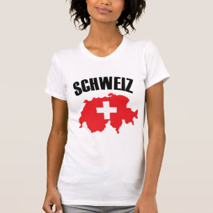 Schweiz Zwitserland Map Flag T-shirt