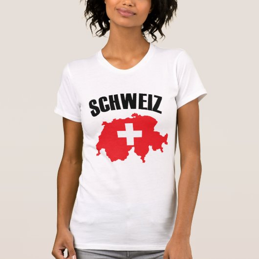 Schweiz Zwitserland Map Flag T-shirt (Voorkant)