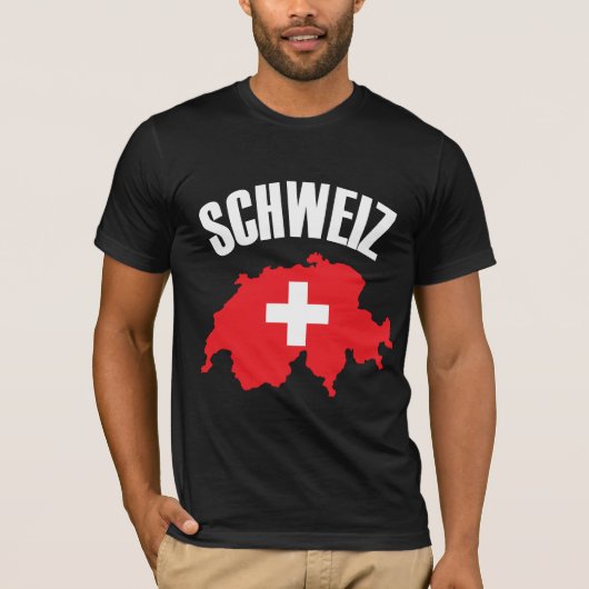 Schweiz Zwitserland Map Flag T-shirt (Voorkant)