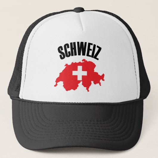 Schweiz Zwitserland Map Flag Trucker Pet (Voorkant)