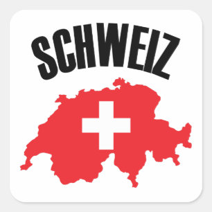 Schweiz Zwitserland Map Flag Vierkante Sticker