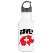 Schweiz Zwitserland Map Flag Waterfles (Voorkant)