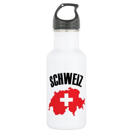 Schweiz Zwitserland Map Flag Waterfles (Voorkant)
